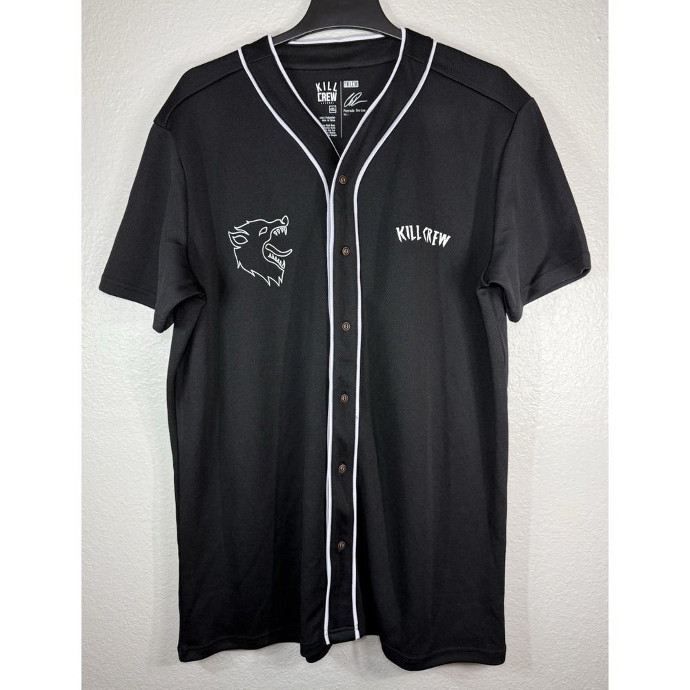 Kill Crew Porrada Series Baseball Jersey Shirt Mens 4XL Black Wolf Graphic NEW